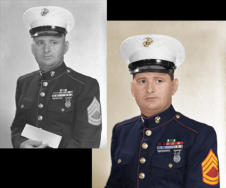 Restoration, cropping, and colorizing 1945 portrait