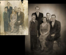 Restoration of mildewed photo with portions missing